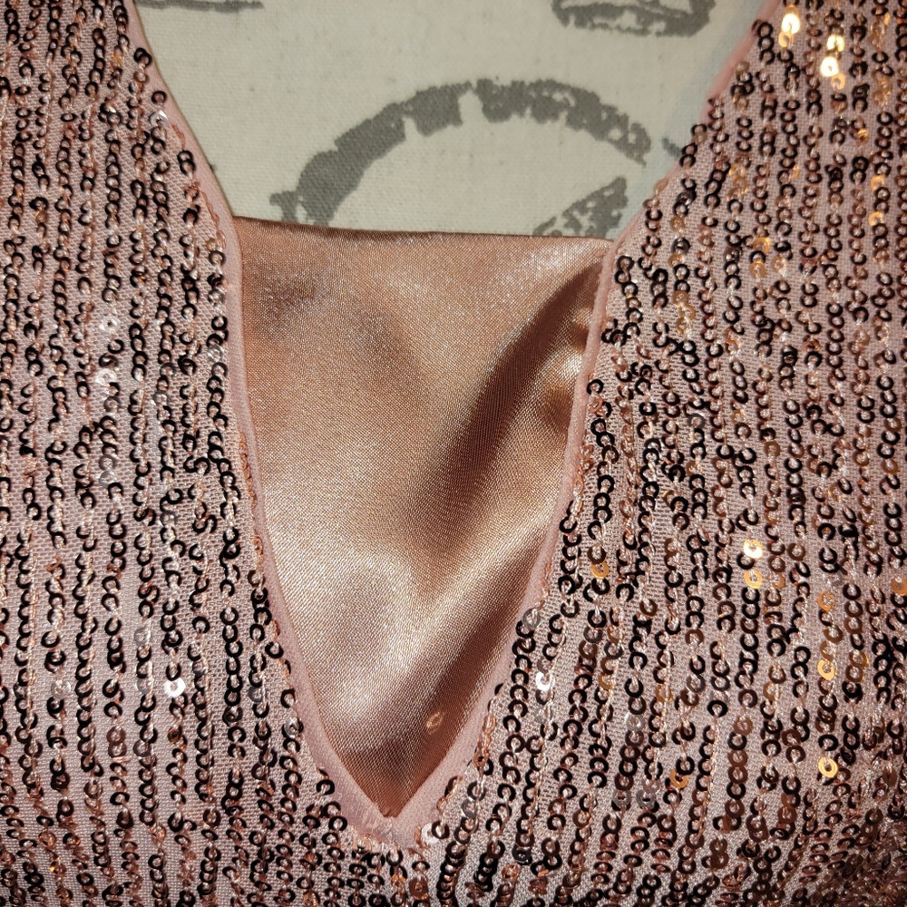 Maniju Peach/Pink Prom Sequined Dress - Picture 3 of 13